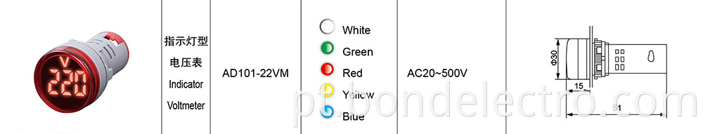 Digital Tube AC20-550V Voltage Meter-data